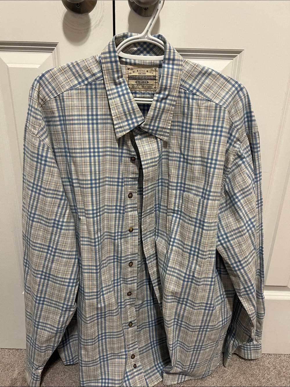 G.H. Bass & Co. Blue and Cream Plaid Lightweight Shirt Jacket